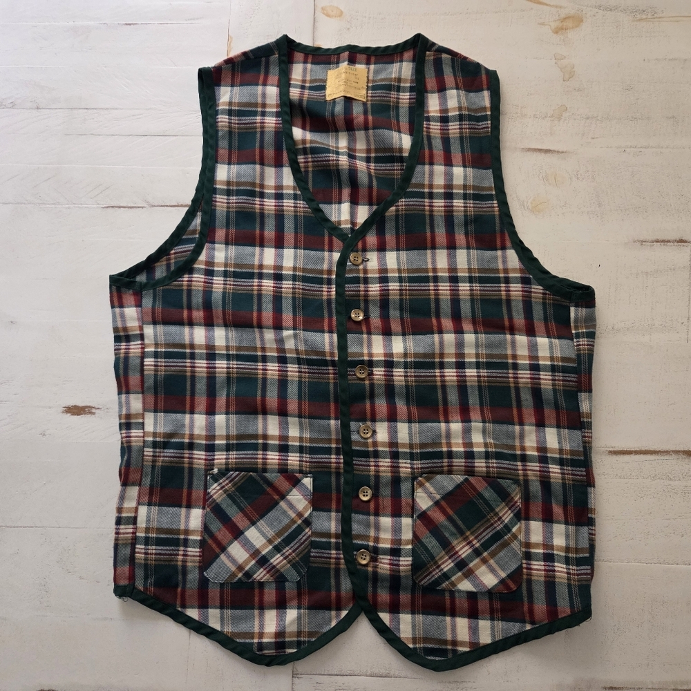 Sears Vintage Perma Prest Vest, Red Green White, Women's Medium